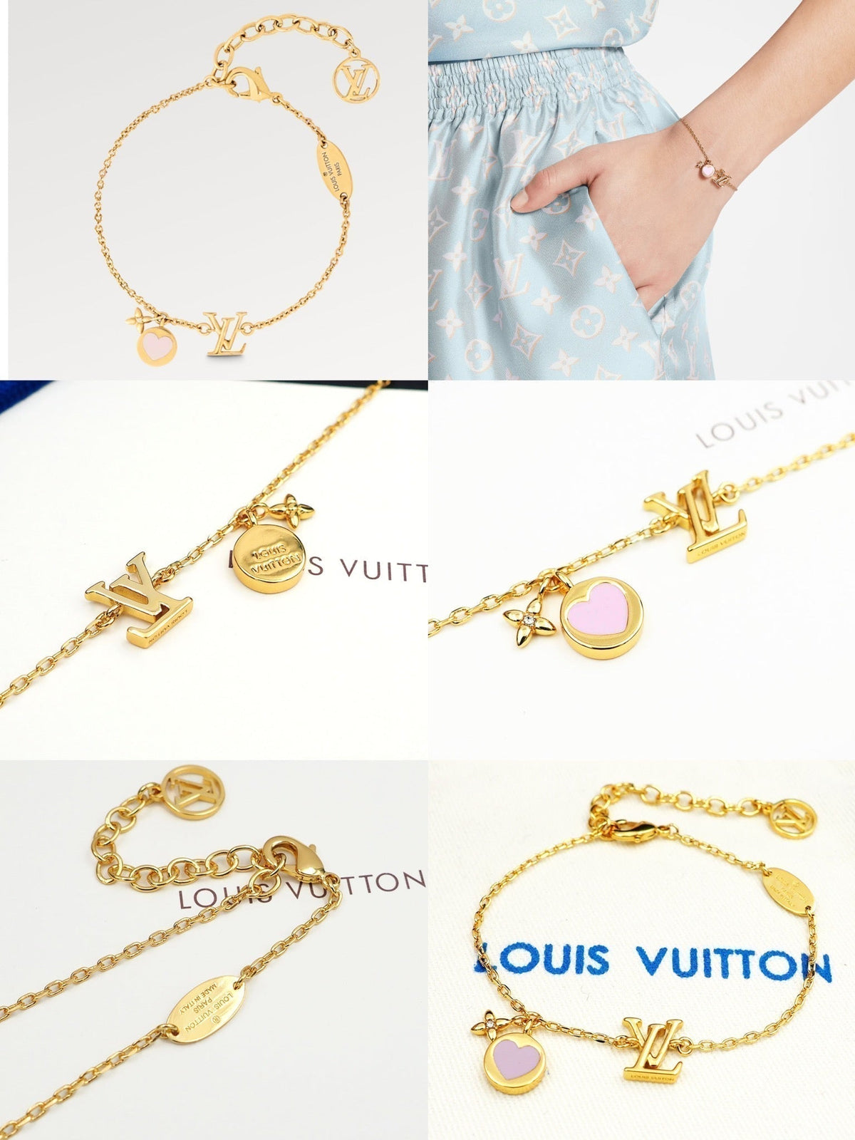18K Louis Vuitton Iconic Pink Heart Bracelet